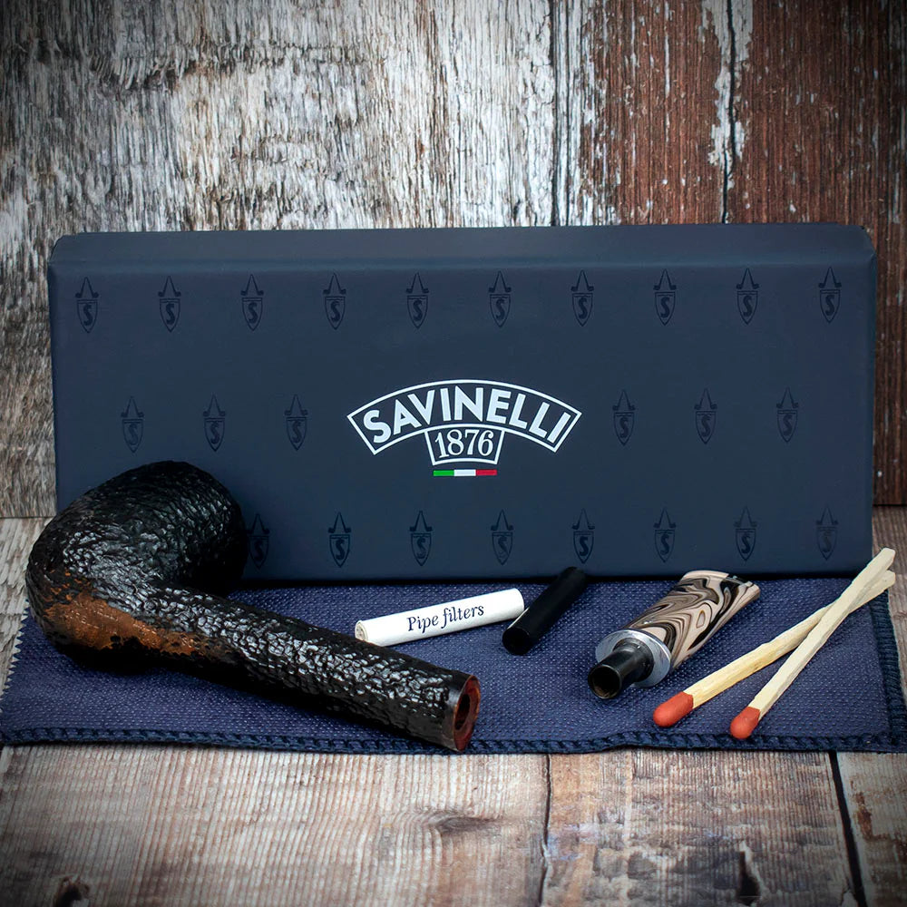 Savinelli Morellina Rustic Black 802R - 6mm Briar Pipe