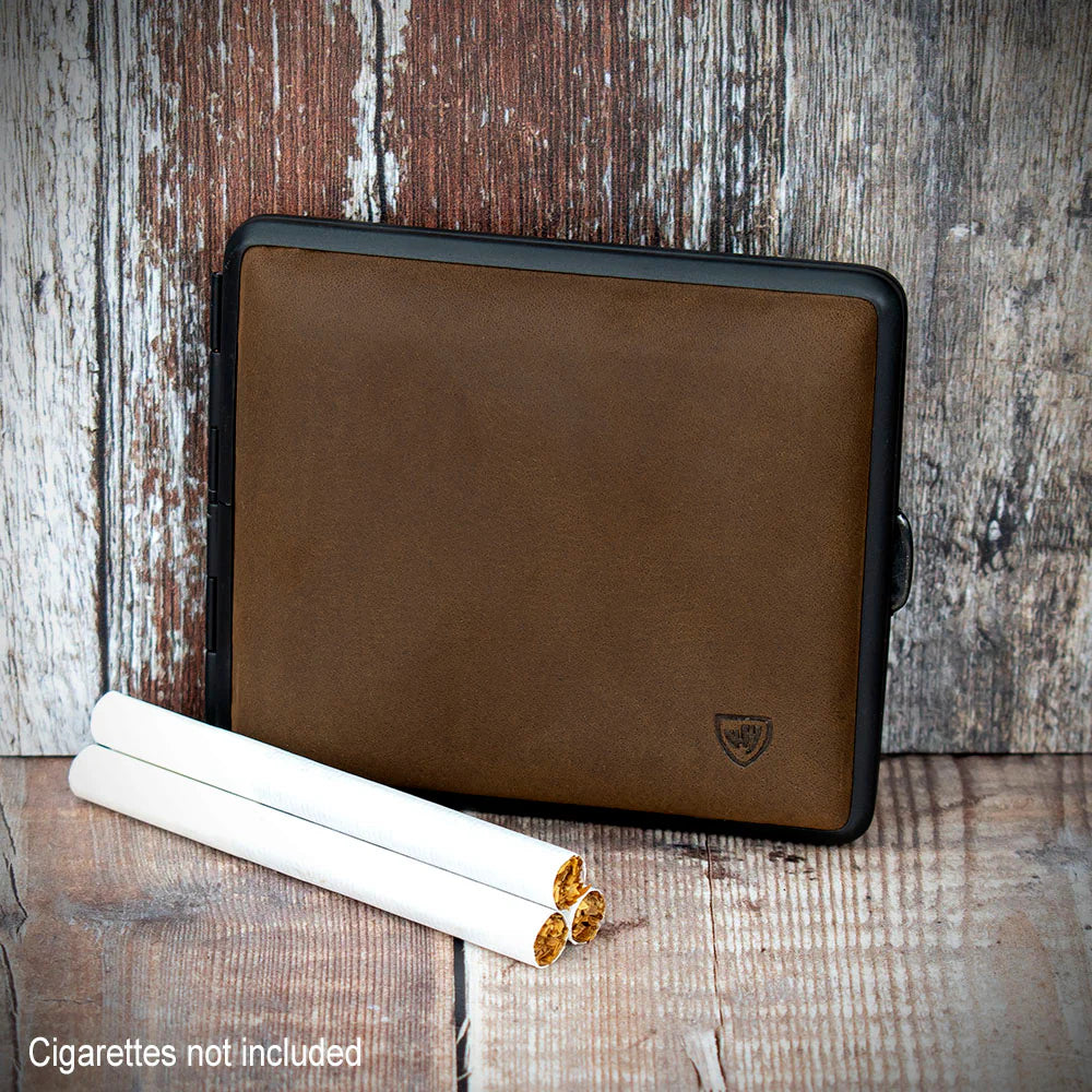 Kingsize Cigarette Case Vom Hofe Dark Brown Suede Leather