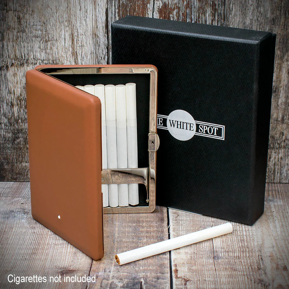 Alfred Dunhill White Spot Terracotta Leather Cigarette Case - 20 Superkings