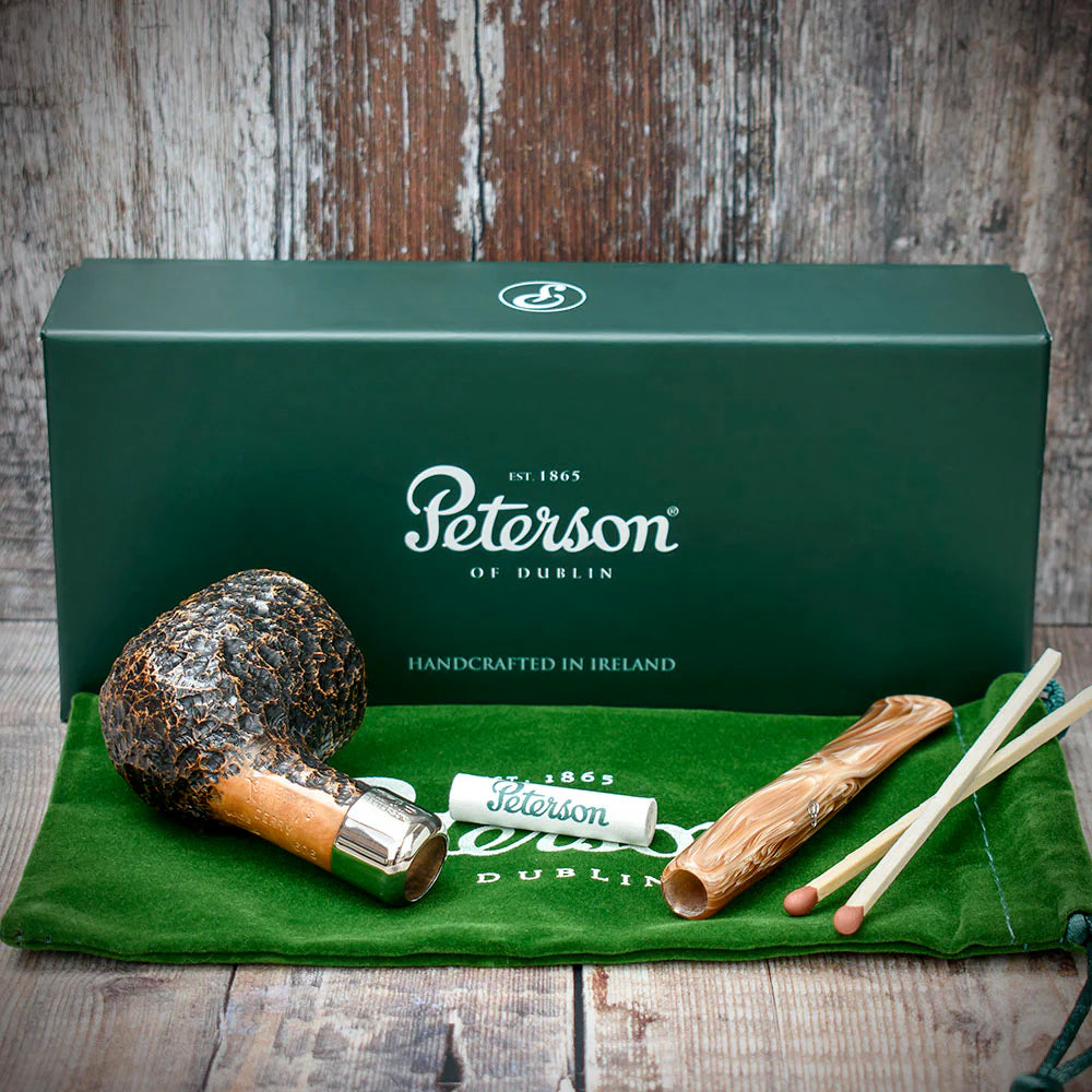 Peterson of Dublin Derry Rusticated Briar Smoking Pipe - Shape 606 - 9mm