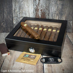 Humidor Glass Top Black Matte finish - 20 Cigars Capacity