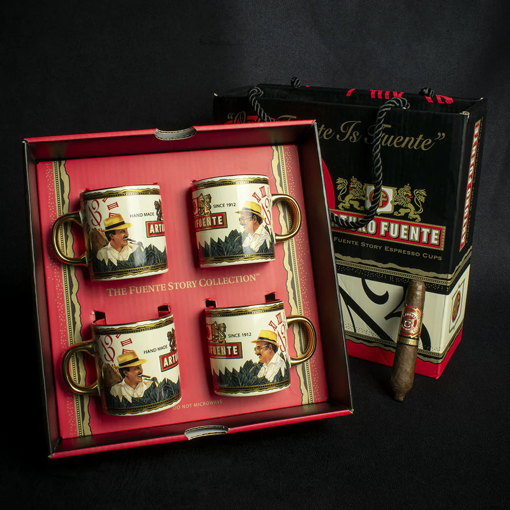 Arturo Fuente 4 Espresso Mug Set + Short Story Cigar