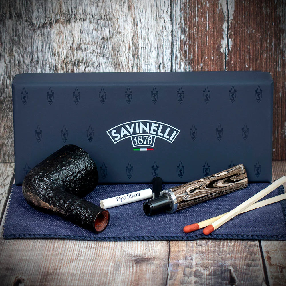 Savinelli Morellina Rustic Black 409R - 6mm Briar Pipe