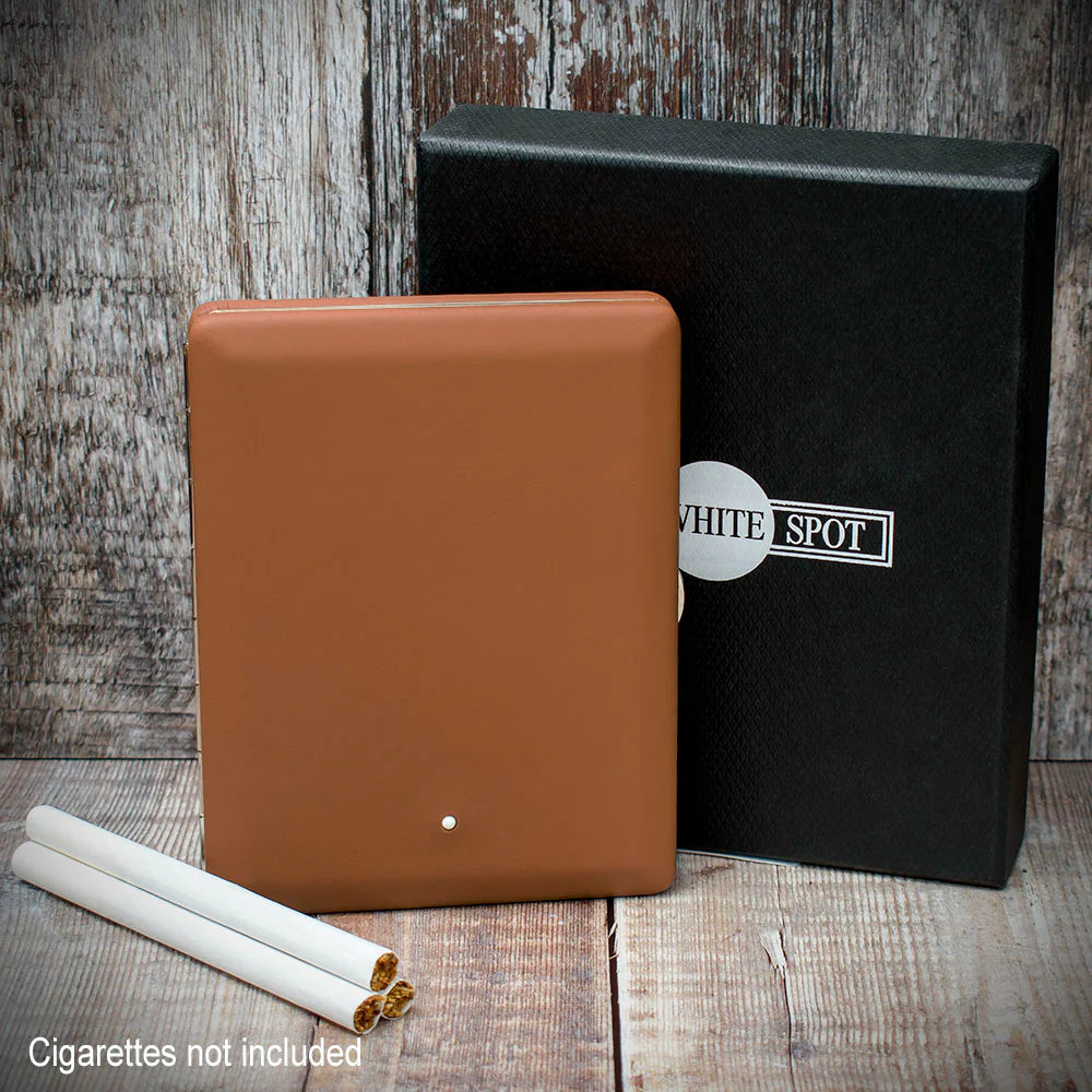 Alfred Dunhill White Spot Terracotta Leather Cigarette Case - 20 Superkings