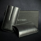 Artamis Black Leather Cigar Case - 2 Robustos