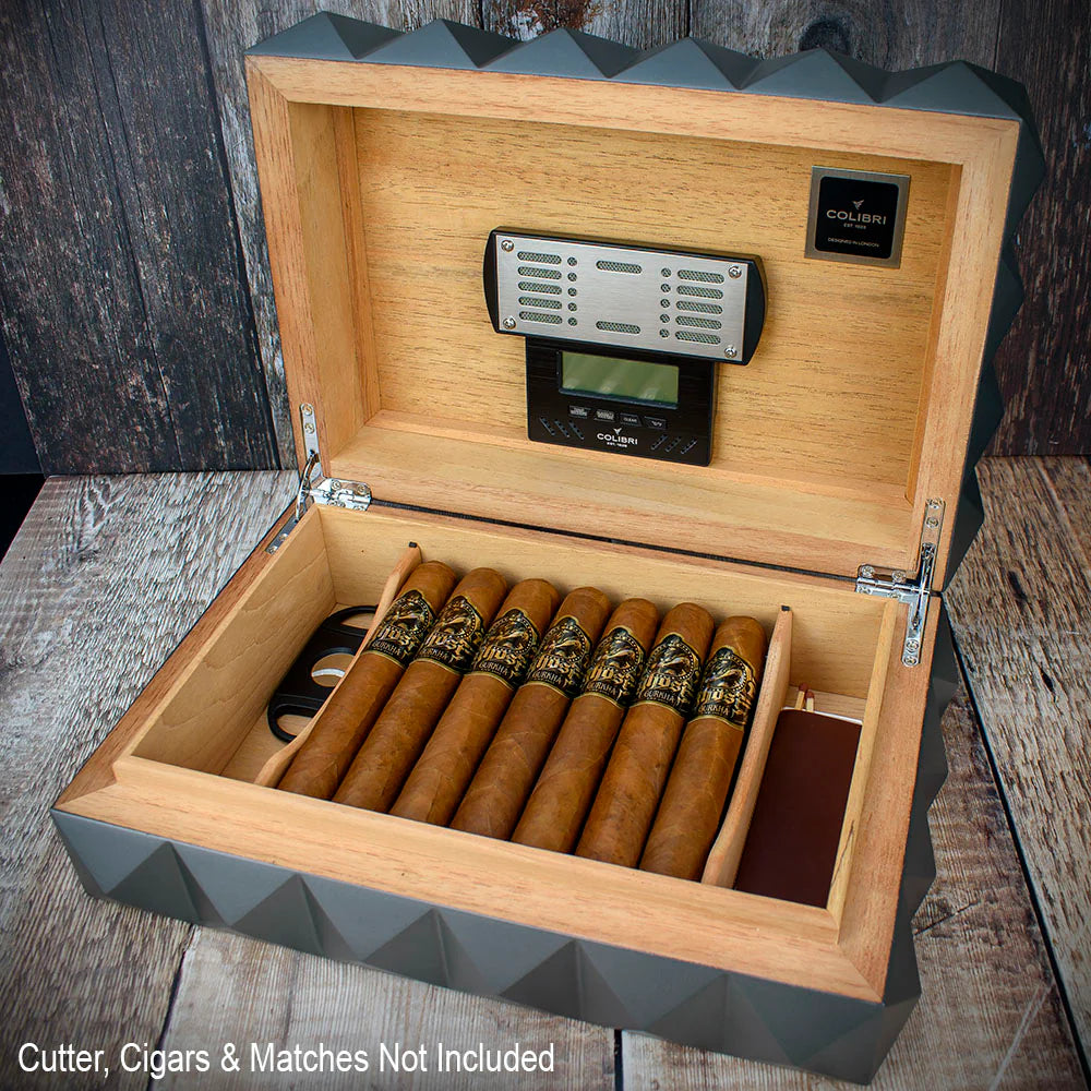 Colibri Quasar Desktop Humidor Grey - 40/45 Cigar Capacity