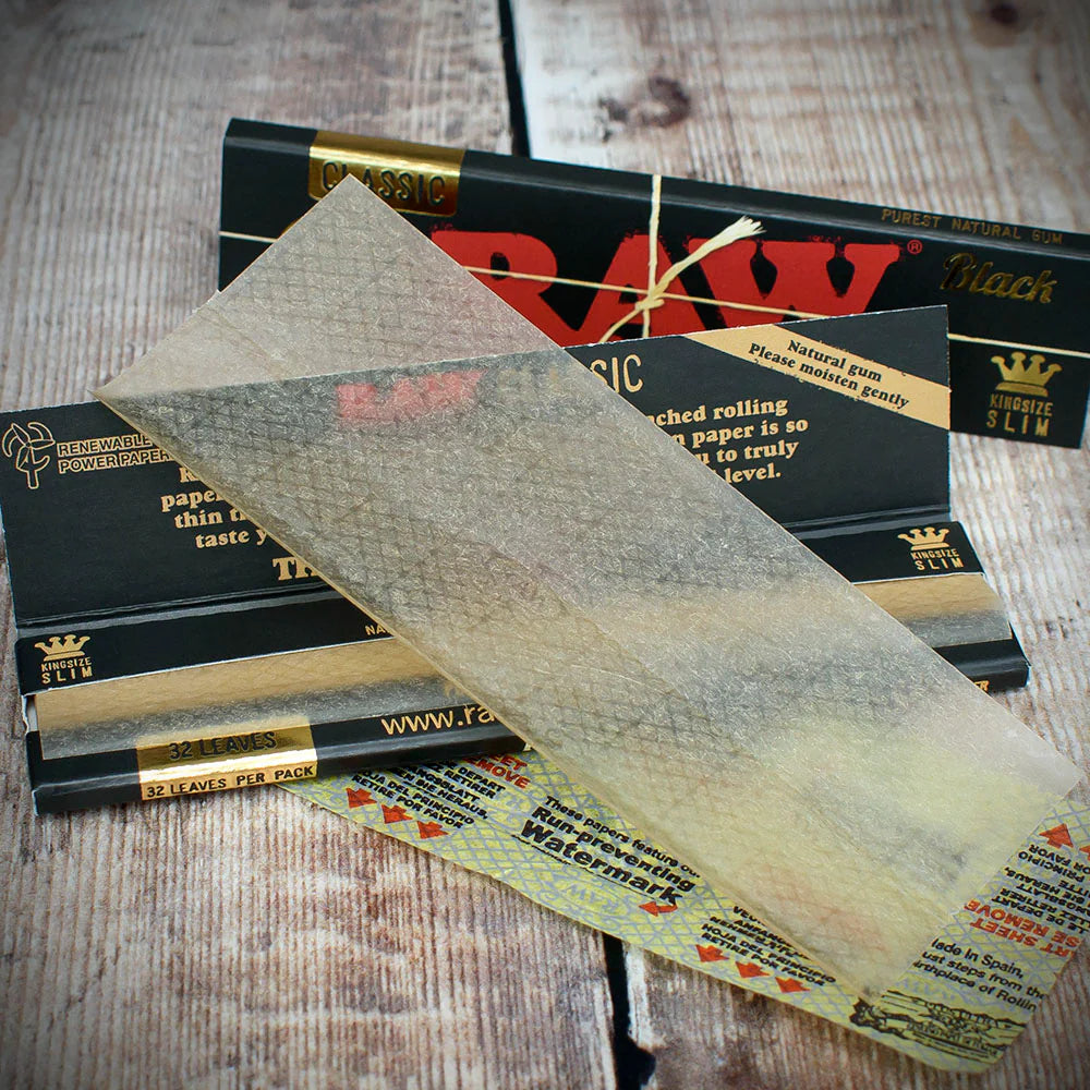 RAW | King Size Slim Rolling Papers | Black | Bundle of 2