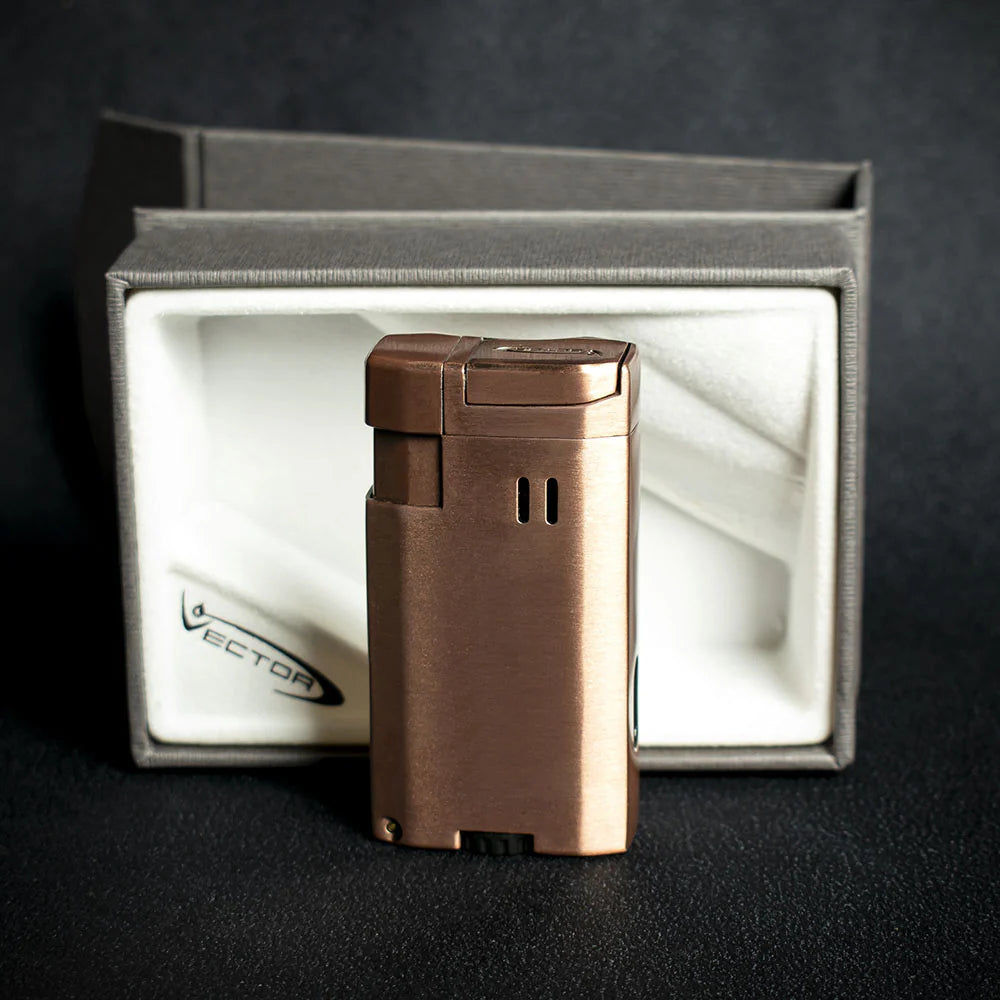 Vector VMotion Twin Jet Flame Lighter With Punch Cutter - Copper
