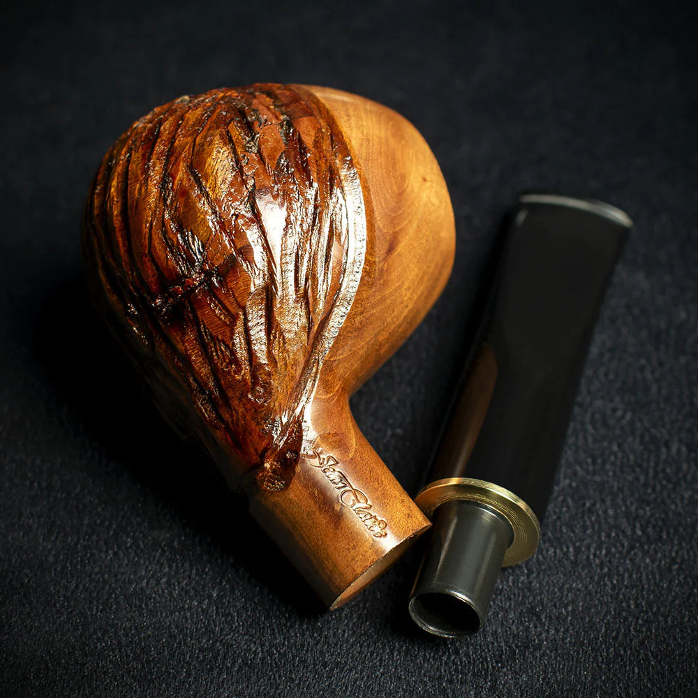 Jean Claude 9mm Filter Rustic Wave Briar Smoking Pipe - Shape 50
