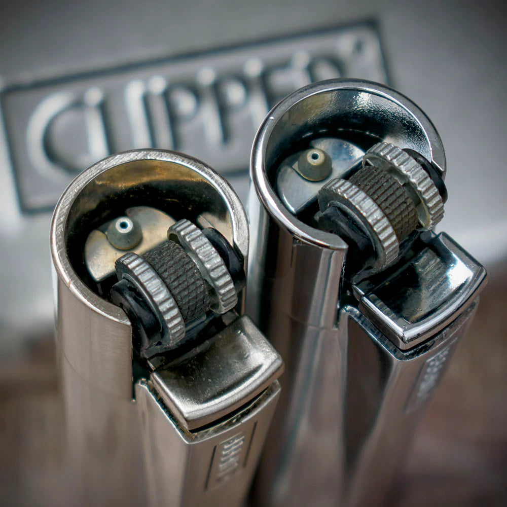 Clipper Refillable Soft-Flame Lighter with Gift Tin - Shiny or Matte Silver