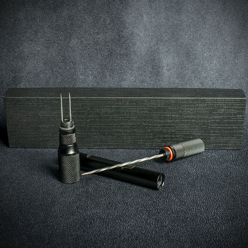 Black Titanium Cigar Drill Spike Nubber & Double Punch - Draw Enhancer Tool