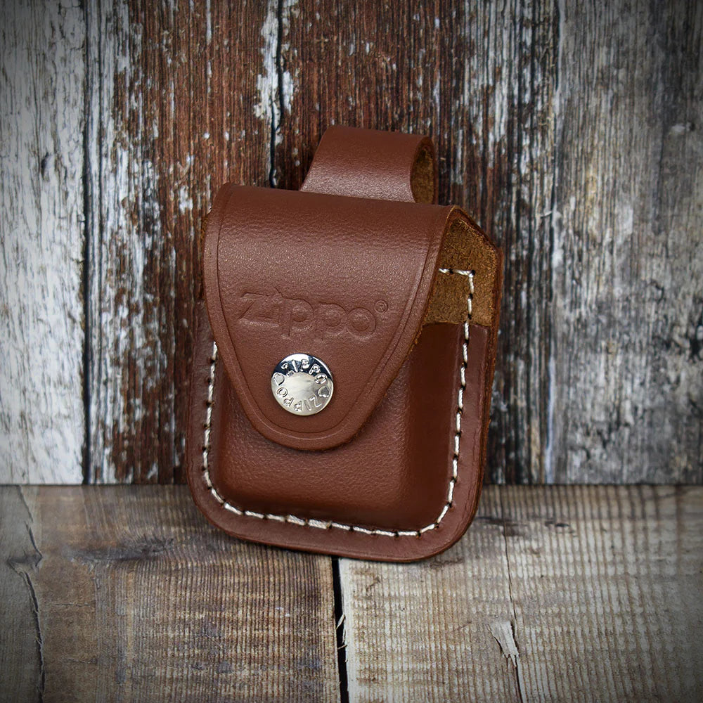 Zippo Lighter Pouch With Belt Loop - Brown Leather