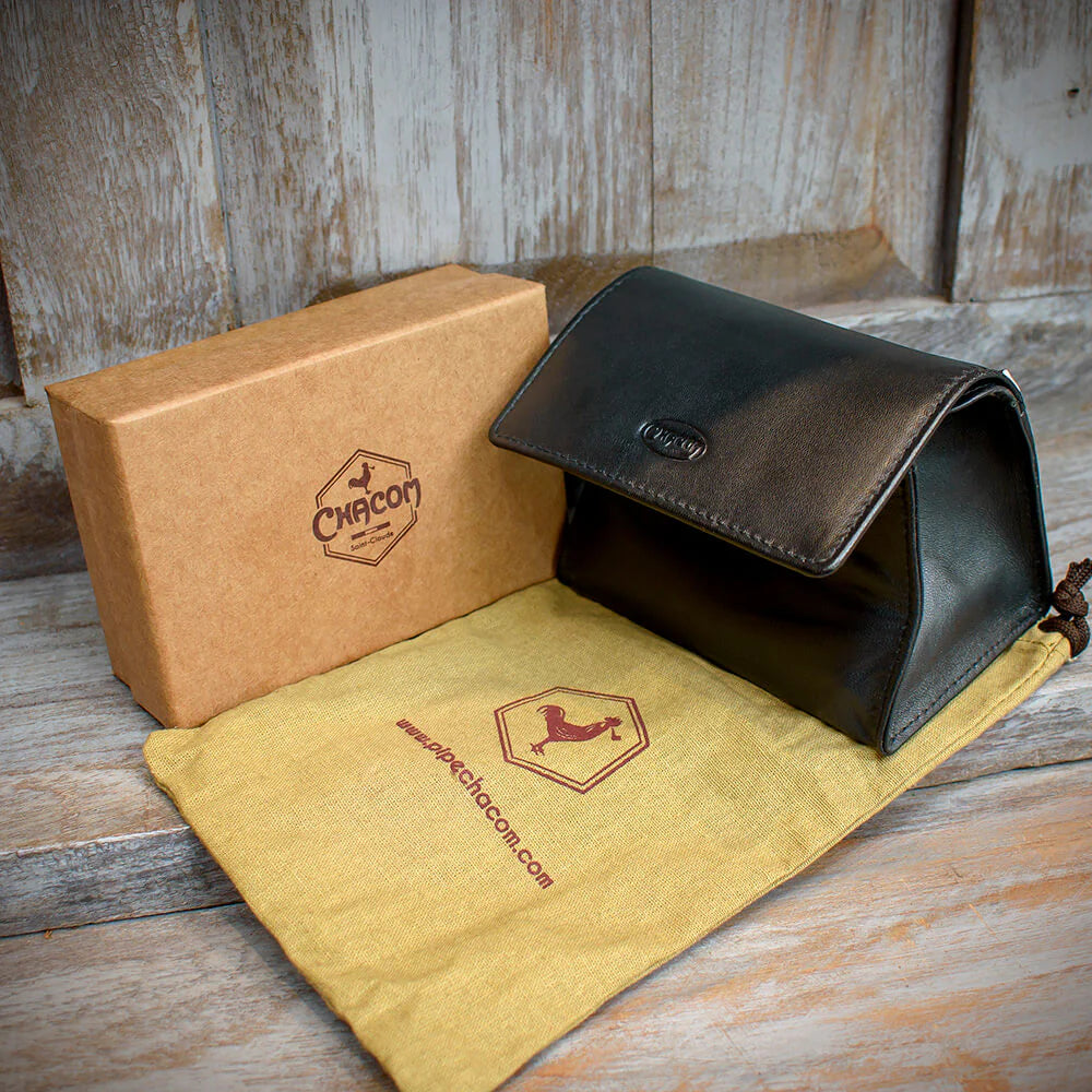 Chacom Pipe Tobacco Box Pouch Black Leather (CC020 N)