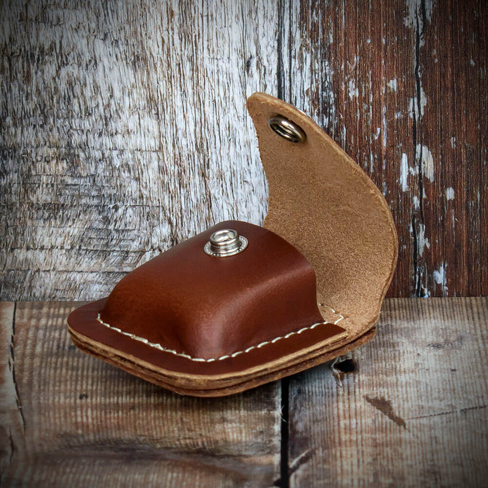 Zippo Lighter Pouch With Belt Clip - Brown Leather