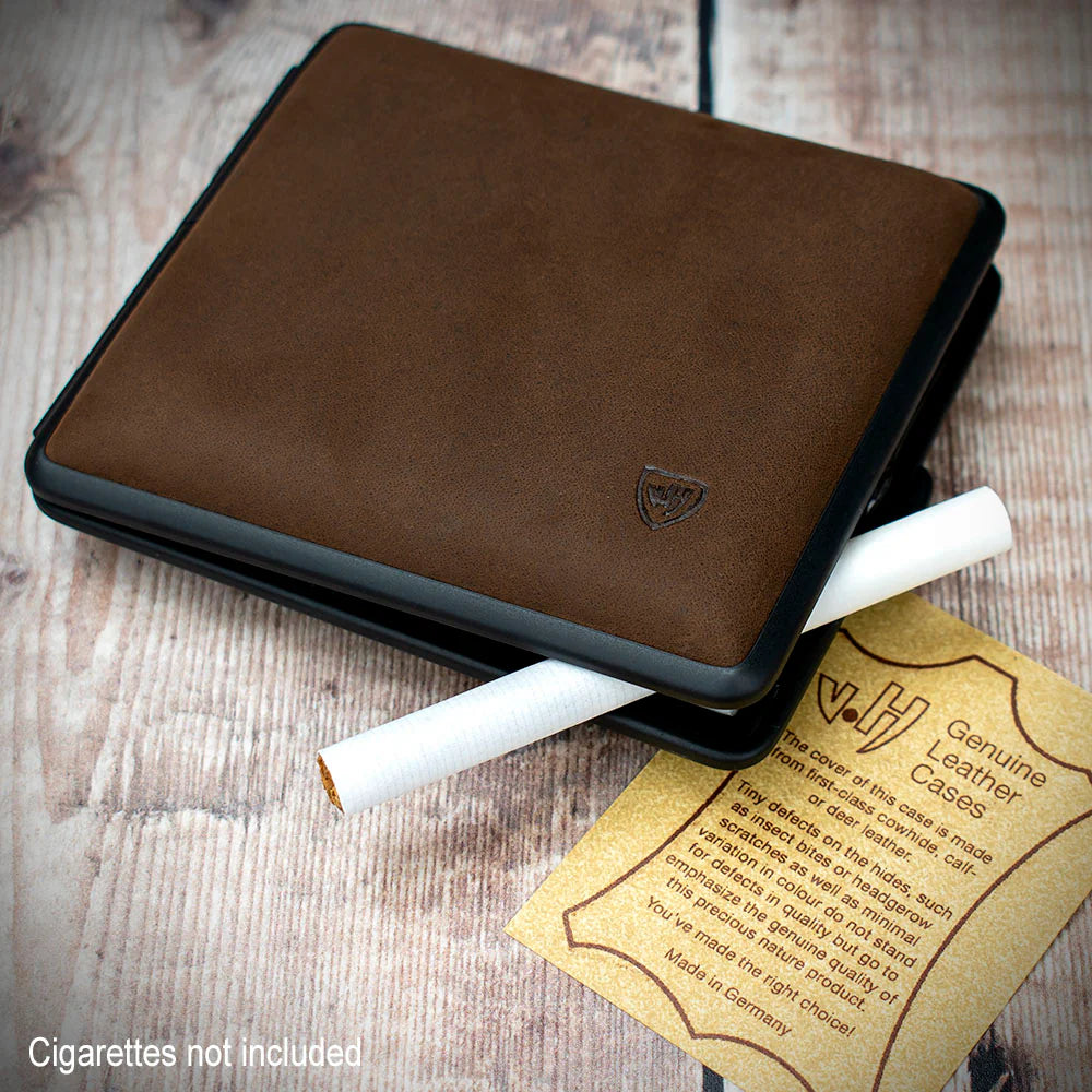 Kingsize Cigarette Case Vom Hofe Dark Brown Suede Leather
