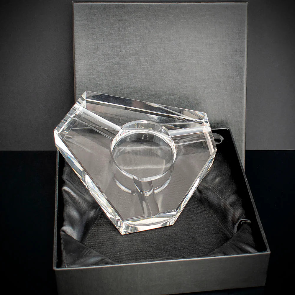 Triangular Crystal Cigar Ashtray - 3 Cigar Rests