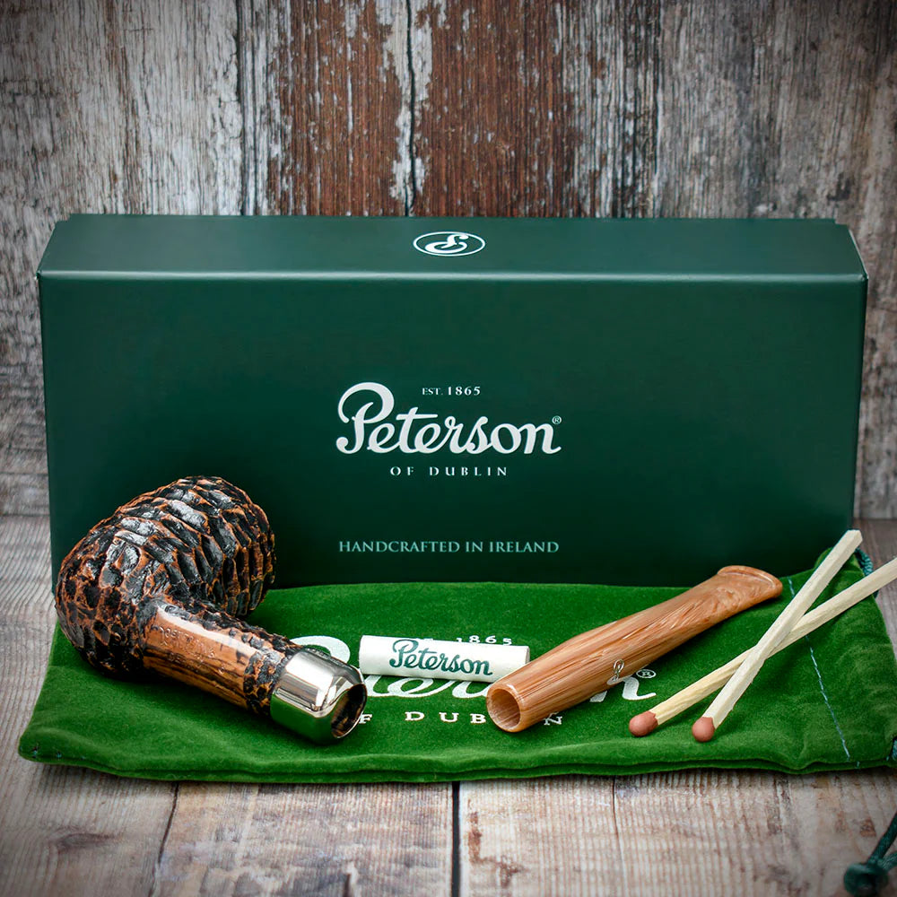 Peterson of Dublin Derry Rusticated Briar Smoking Pipe - Shape 06 - 9mm