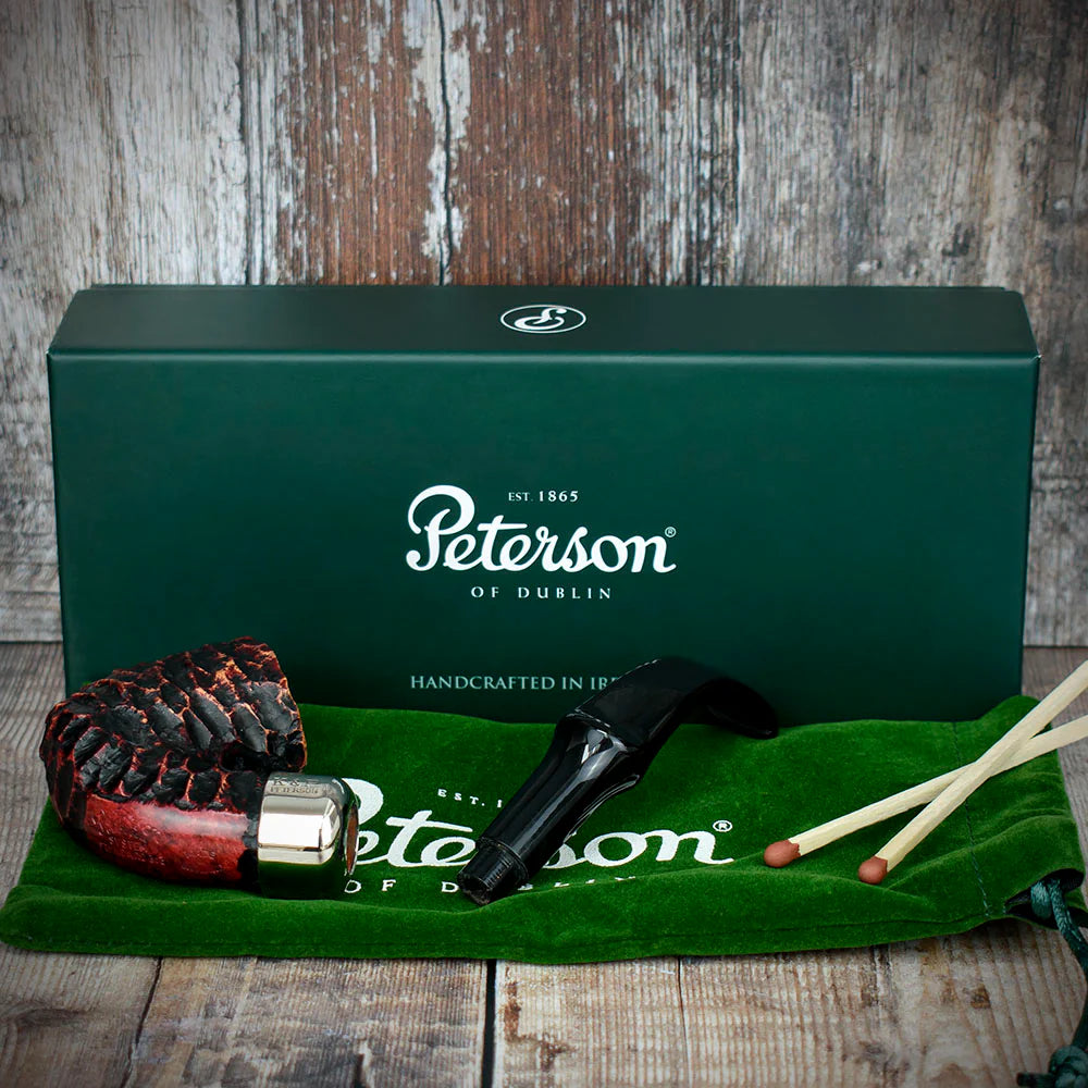 Peterson of Dublin System Rustic Briar Smoking Pipe - Shape No.313
