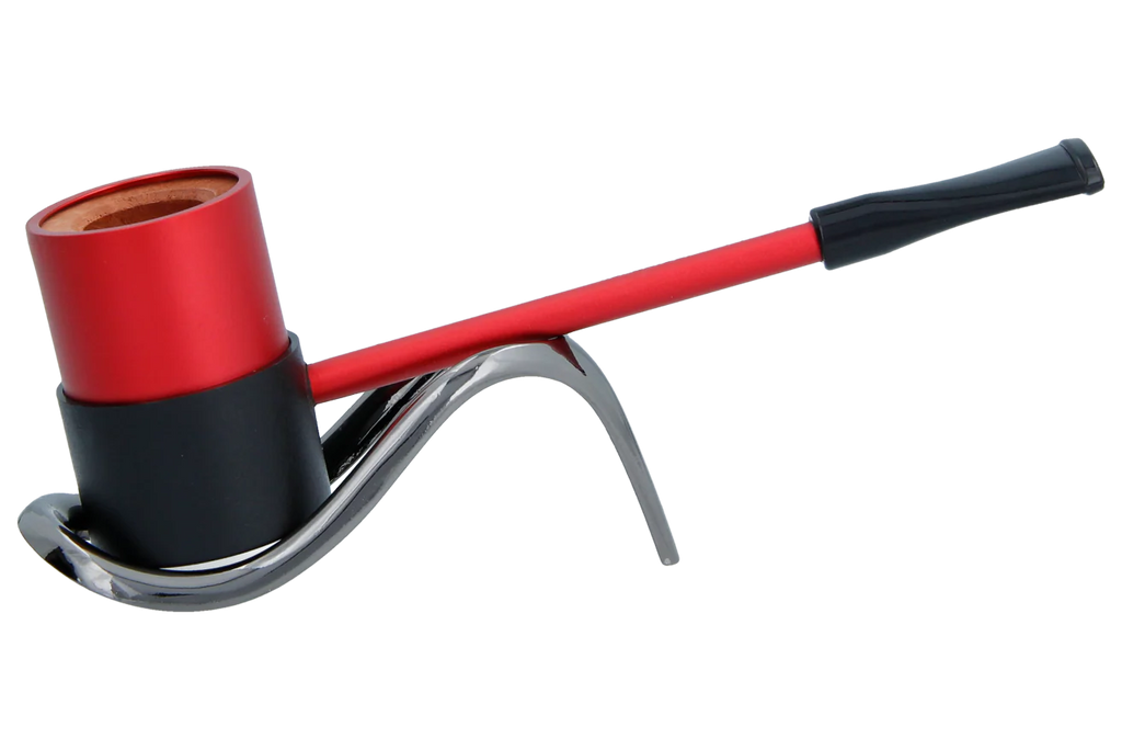Erik Nording Compass Sailor Aluminium Briar Lined Pipe - Red