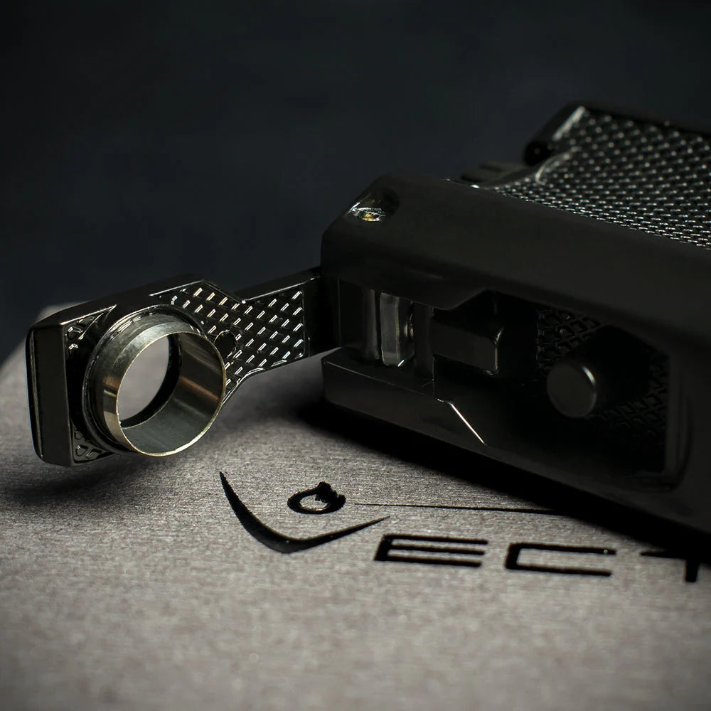 Vector VMotion Twin Jet Flame Lighter With Punch Cutter - Matte Black