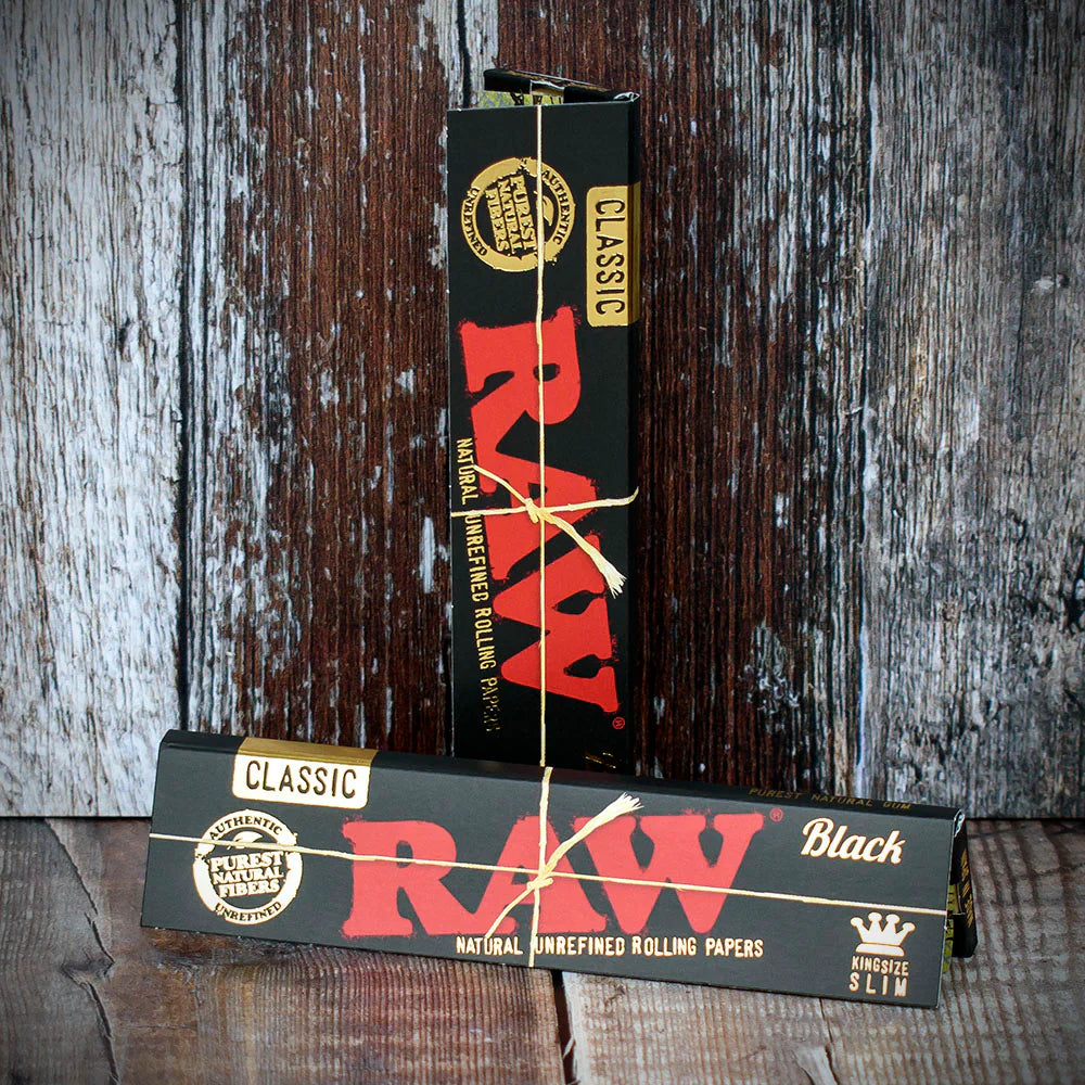 RAW | King Size Slim Rolling Papers | Black | Bundle of 2
