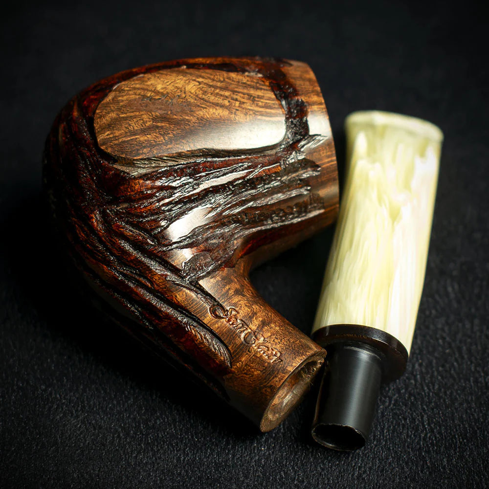 Jean Claude 9mm Filter Dark Rustic Briar Smoking Pipe - Shape 50
