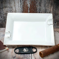 Cigar Ashtray - White Ceramic Two Rests