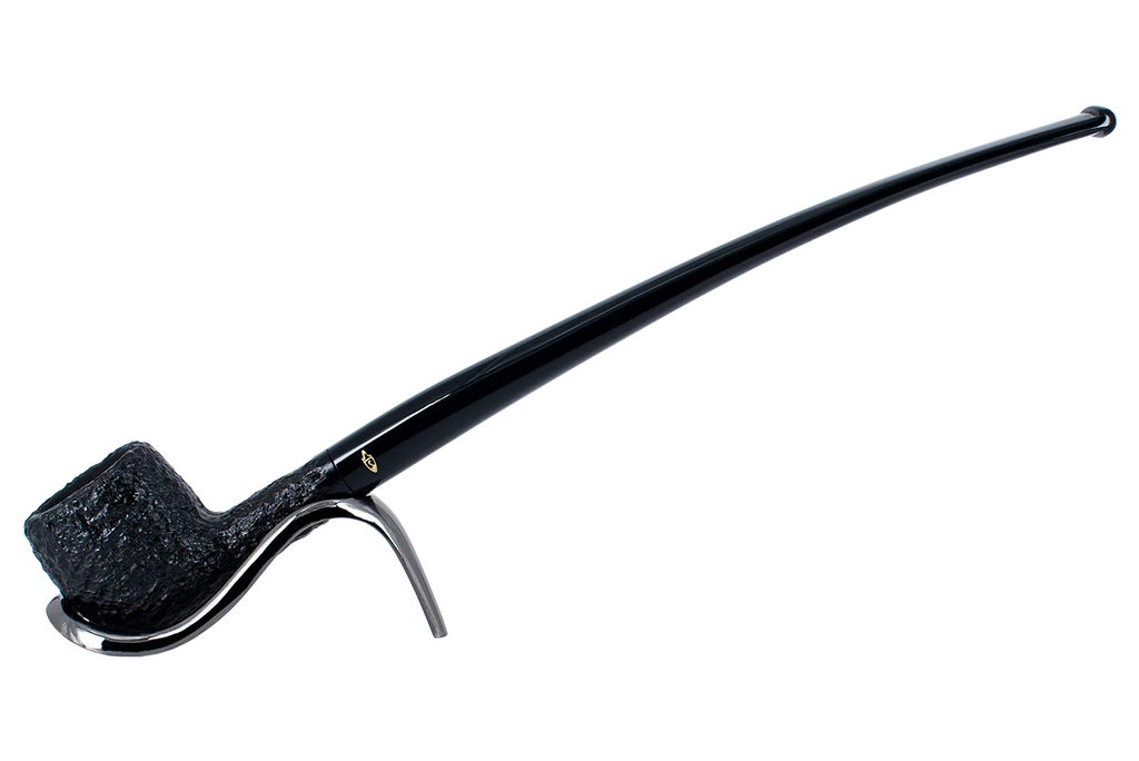 Savinelli Black Rusticated Churchwarden Briar Pipe - 901 6mm