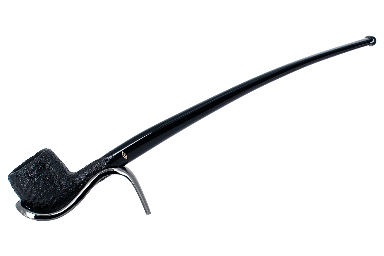 Savinelli Black Rusticated Churchwarden Briar Pipe - 901 6mm