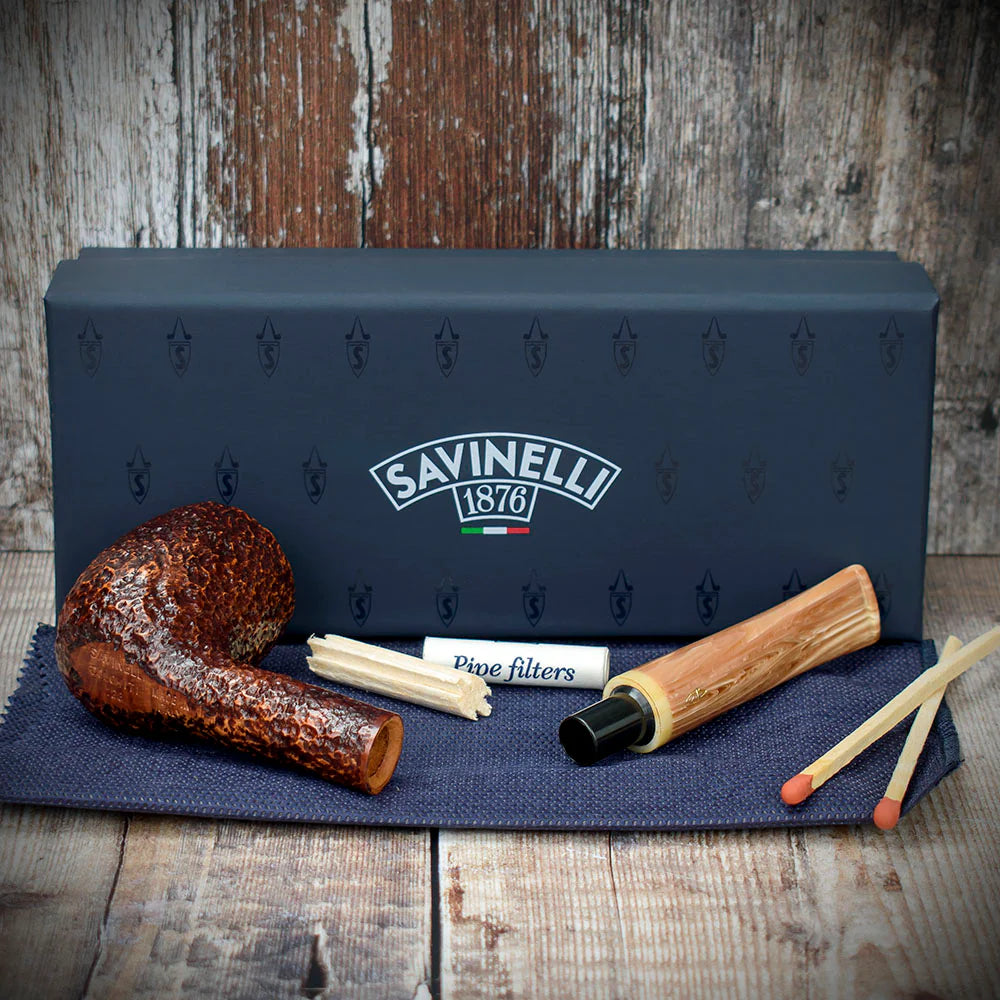 Savinelli Dolomiti Rustic Light Brown 128 - 9mm Briar Pipe