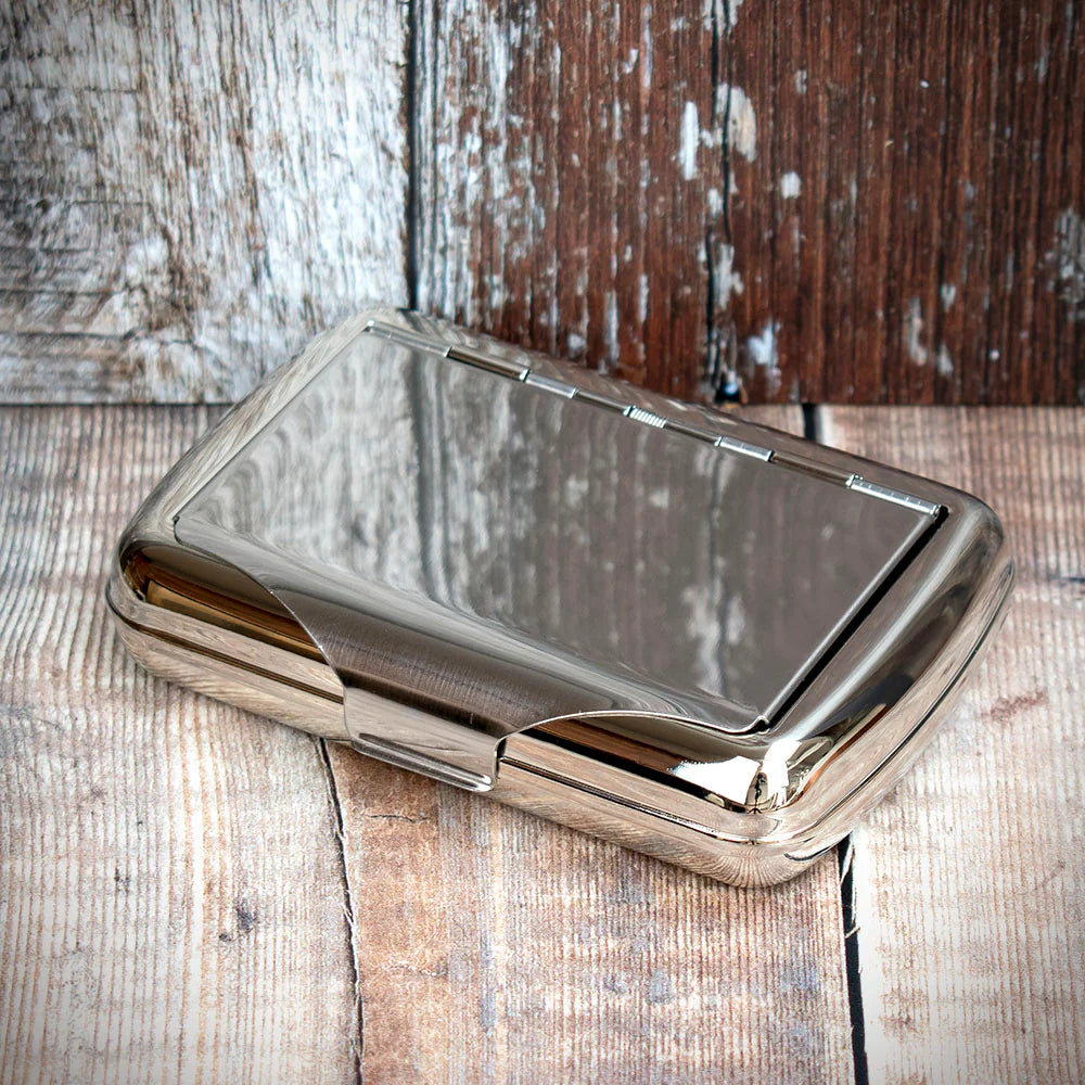 Tobacco Tin with Paper Holder - Polished Chrome Top