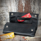 Falcon Black Leather Box Button Handrolling Pouch 590F