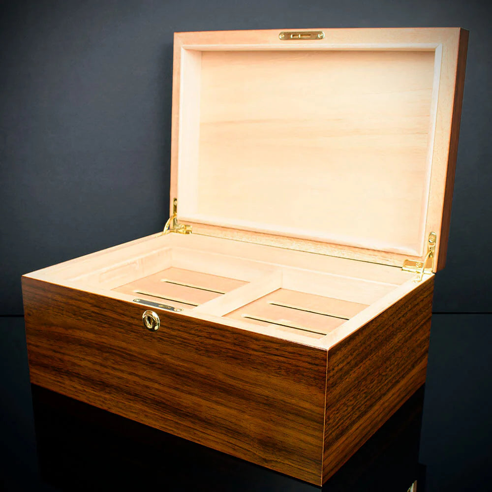 Cigar Humidor Walnut Veneer HU18 - 75 Cigar Capacity