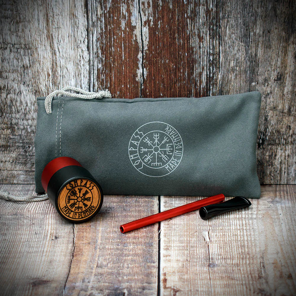 Erik Nording Compass Sailor Aluminium Briar Lined Pipe - Red