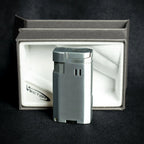 Vector VMotion Twin Jet Flame Lighter With Punch Cutter - Matte Chrome