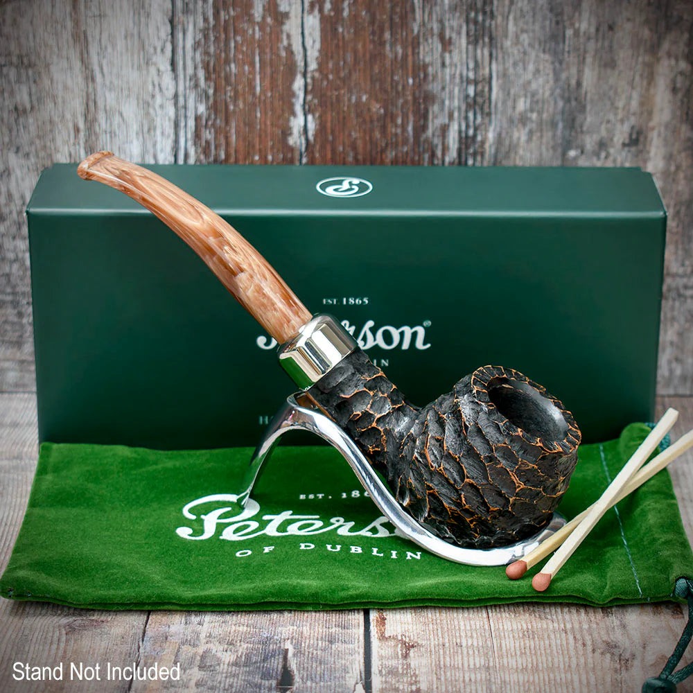 Peterson of Dublin Derry Rusticated Briar Smoking Pipe - Shape 408 - 9mm