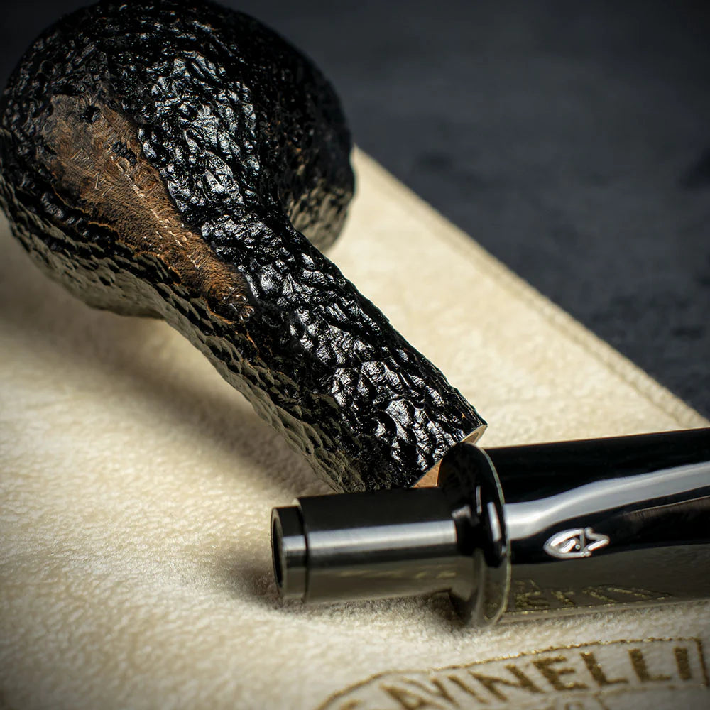 Savinelli Mini -  Black Rusticated Briar Smoking Pipe - Shape 128 (6mm)