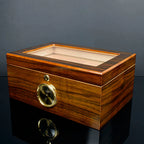 Cigar Humidor Glass Top Walnut Veneer HU20 - 75 Cigar Capacity