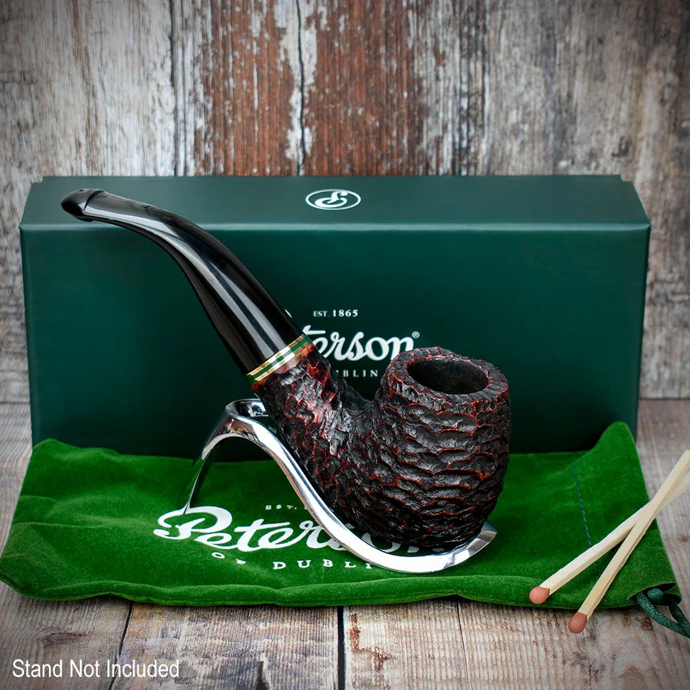 Peterson of Dublin Emerald Rusticated Briar Smoking Pipe - Shape XL90 - 9mm