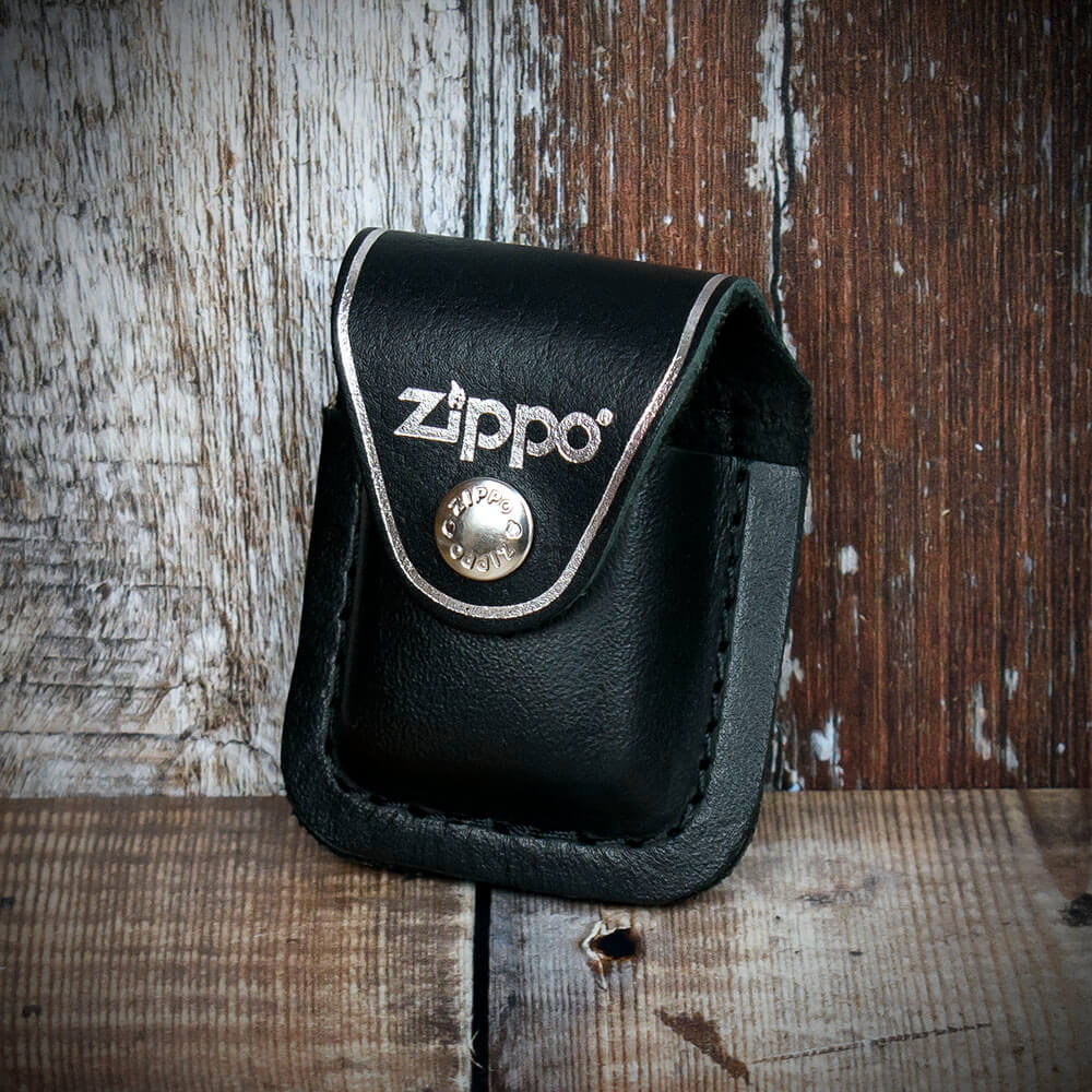 Zippo Lighter Pouch With Belt Clip - Black Leather