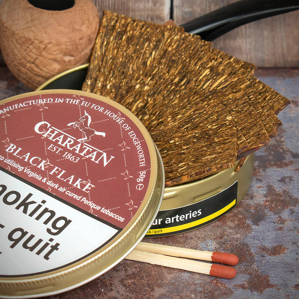 Charatan Black Flake Pipe Tobacco - 50g Tin