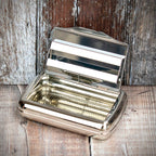 Tobacco Tin with Paper Holder - Polished Chrome Top