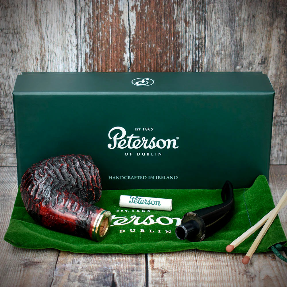 Peterson of Dublin Emerald Rusticated Briar Smoking Pipe - Shape XL90 - 9mm